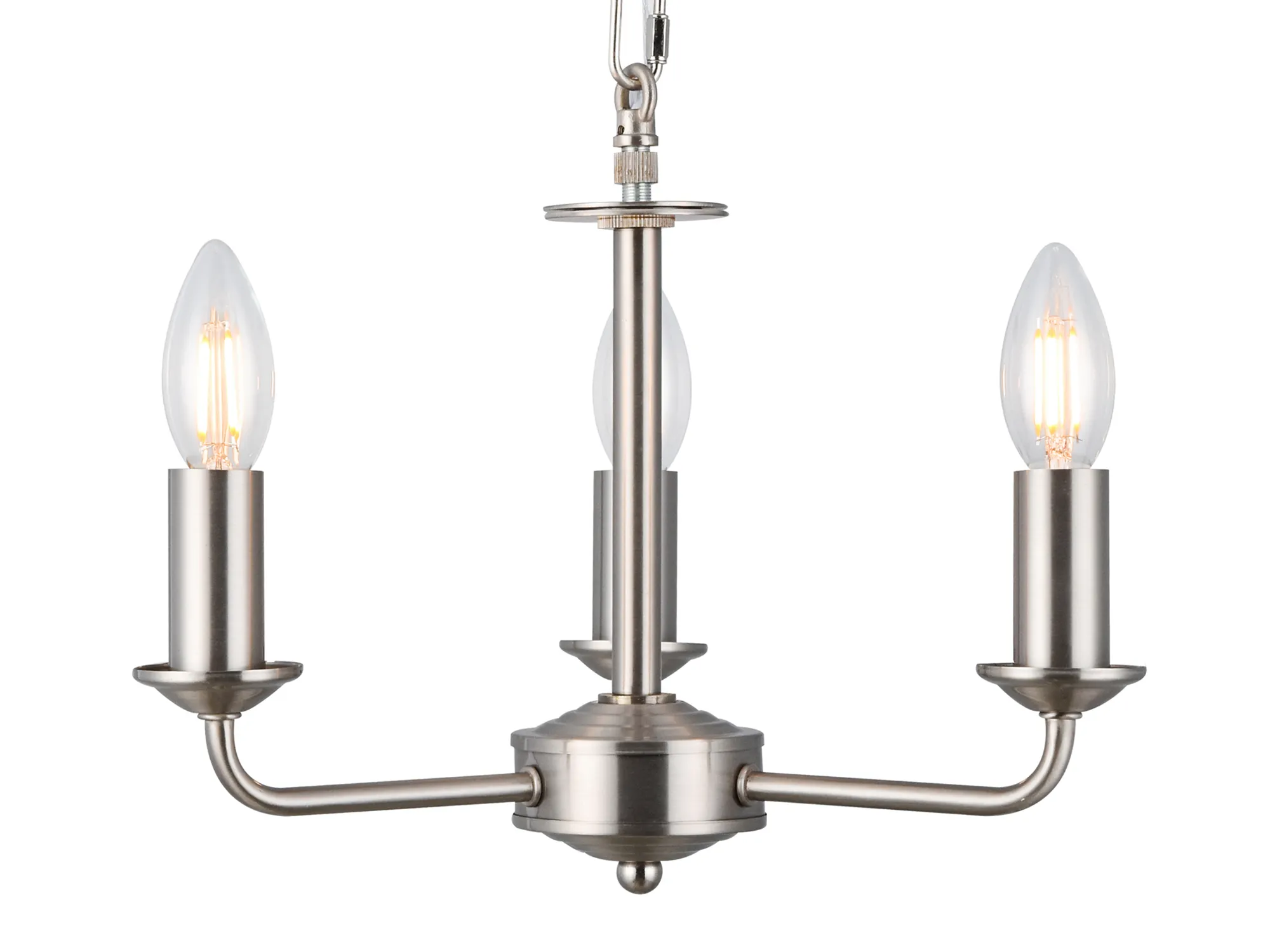 Banyan 3 Light Multi Arm Pendant With 45cm x 15cm Organza Shade Satin Nickel/Cream DK0873  Deco Banyan SN CR